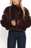 Petal And Pup Petal & Pup Velma Faux Fur Channel Jacket In Brown