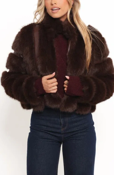 Petal And Pup Petal & Pup Velma Faux Fur Channel Jacket In Brown