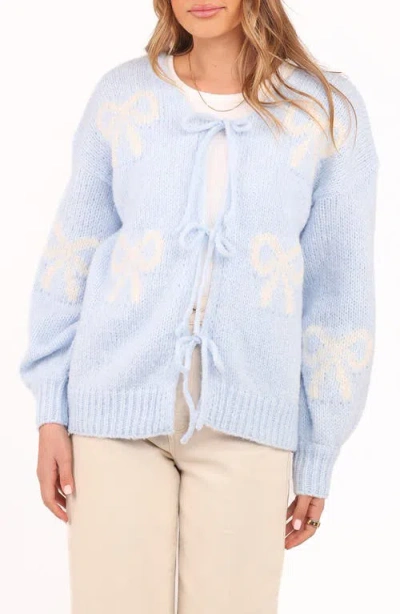 Petal And Pup Vienna Bow Cardigan In Blue