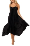 Petal And Pup Petal & Pup Vikki Pleated Sleeveless Satin Maxi Dress In Black