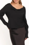 Petal And Pup Petal & Pup Vinita Cowl Neck Long Sleeve Top In Black