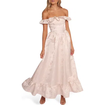 Petal And Pup Petal & Pup Viven Off The Shoulder Floral Jacquard Maxi Dress In Pink