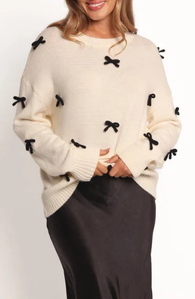 Petal And Pup Petal & Pup Voss Bow Sweater In Neutral