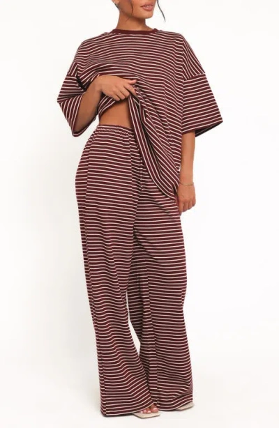 Petal And Pup Petal & Pup Wilda Stripe Wide Leg Pants In Burgundy