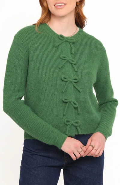 Petal And Pup Petal & Pup Wilde Bow Front Cardigan In Green