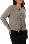 Petal And Pup Petal & Pup Wilde Bow Front Cardigan In Gray