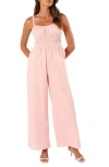 Petal And Pup Petal & Pup Williams Wide Leg Cotton & Linen Jumpsuit In Pink