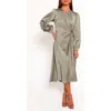 Petal And Pup Petal & Pup Windsor Balloon Sleeve Satin Cocktail Dress In Gray