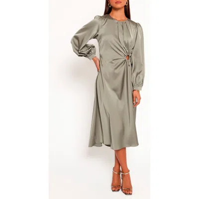 Petal And Pup Petal & Pup Windsor Balloon Sleeve Satin Cocktail Dress In Gray