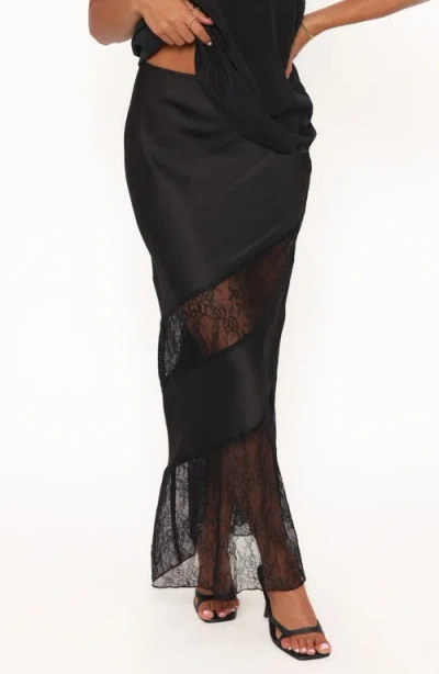 Petal And Pup Petal & Pup Winona Lace & Satin Maxi Skirt In Black
