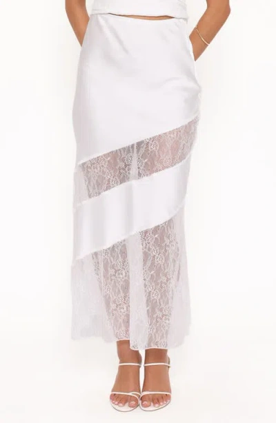 Petal And Pup Petal & Pup Winona Lace & Satin Maxi Skirt In White