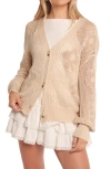 Petal And Pup Petal & Pup Winslow Open Knit Flower Cardigan In Brown