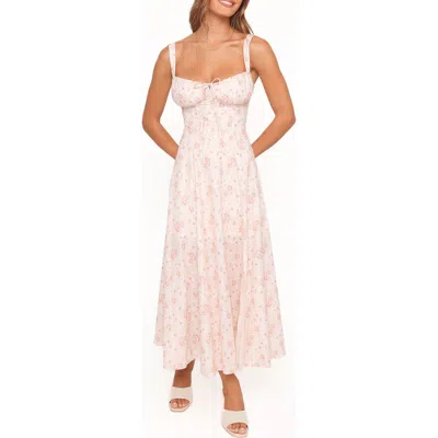 Petal And Pup Petal & Pup Wisteria Floral Linen & Cotton Midi Dress In Pink