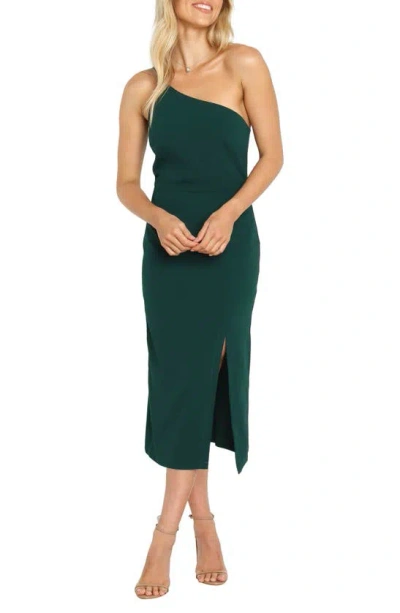 Petal And Pup Petal & Pup Xiomar One-shoulder Midi Dress In Green