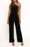 Petal And Pup Petal & Pup Xita Velvet One-shoulder Jumpsuit In Green