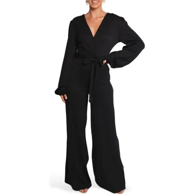 Petal And Pup Petal & Pup Yelena Long Sleeve Wide Leg Jumpsuit In Black