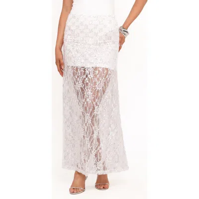 Petal And Pup Petal & Pup Yonder Sequin Lace Maxi Skirt In White