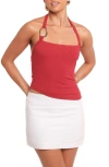 Petal And Pup Petal & Pup Yulissa Asymmetric Rib Halter Top In Red