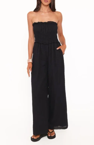 Petal And Pup Petal & Pup Yulissa Strapless Eyelet Jumpsuit In Black