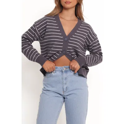 Petal And Pup Petal & Pup Zammy Stripe Crop Cardigan In Gray