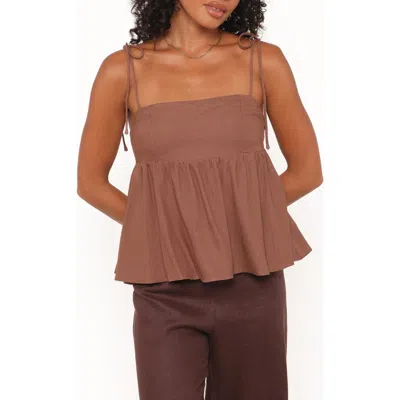 Petal And Pup Petal & Pup Zephyra Tie Strap Babydoll Camisole In Brown