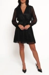 Petal And Pup Petal & Pup Zhara Metallic Long Sleeve Minidress In Black