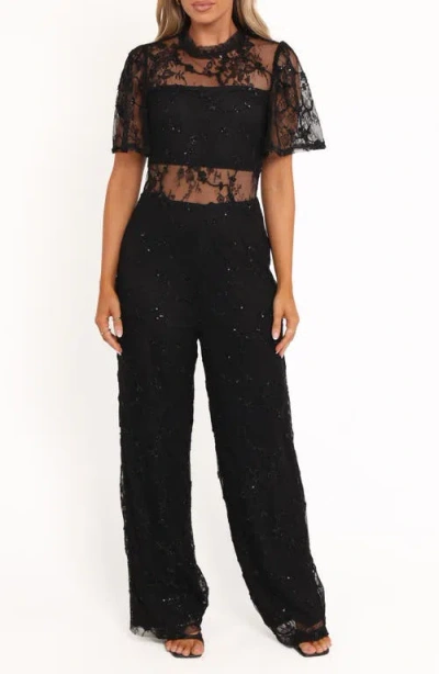 Petal And Pup Petal & Pup Zina Sequin & Lace Jumpsuit In Black