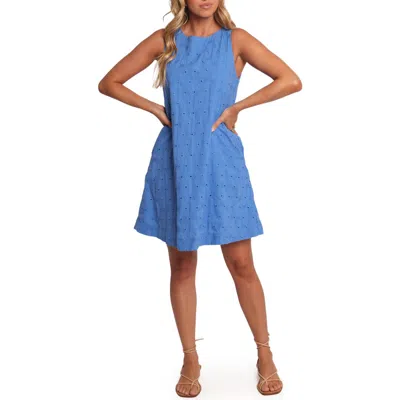 Petal And Pup Petal & Pup Zita Eyelet Embroidery Sleeveless Shift Dress In Blue