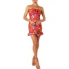 Petal And Pup Petal & Pup Zuri Floral Ruched Rosette Minidress In Red