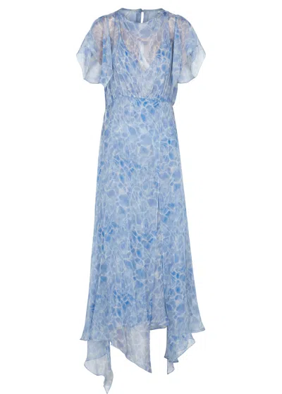 Petar Petrov Aleia Printed Silk-chiffon Midi Dress In Blue