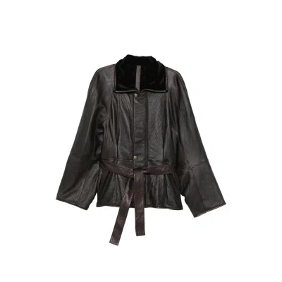 Petar Petrov Belted Shearling-collar Jacket In Black