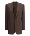 Petar Petrov Notched Lapel Silk Blazer Jacket In Brown