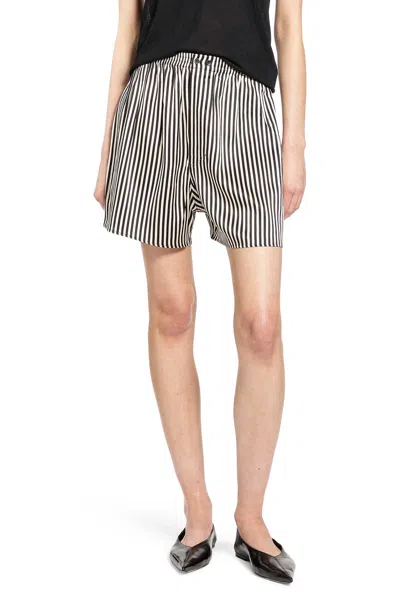 Petar Petrov Boxer Ivory Black Stripes Shorts In Multi