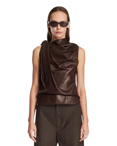 Petar Petrov Brown Leather Side Formation Top