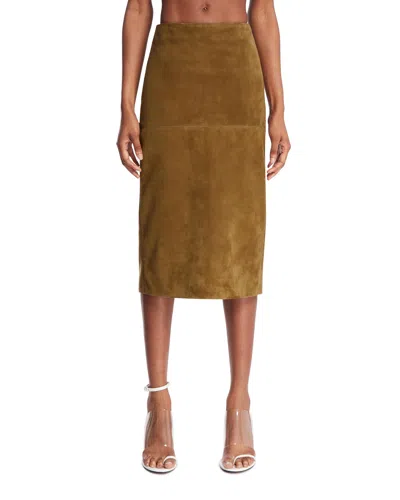 Petar Petrov Brown Midi Suede Skirt