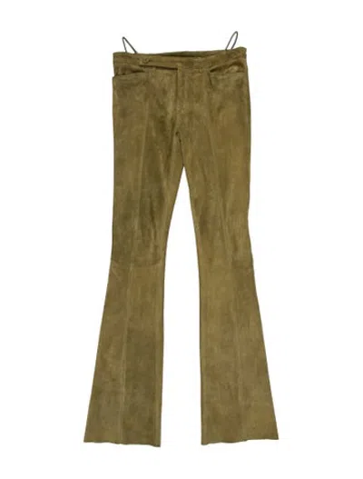 Pre-owned Petar Petrov Calf Leather Flared Pants In Green