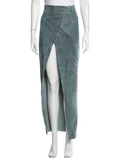 Pre-owned Petar Petrov Calf Leather Long Skirt In Blue