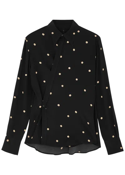 Petar Petrov Career Polka-dot Silk Crepe De Chine Shirt In Black