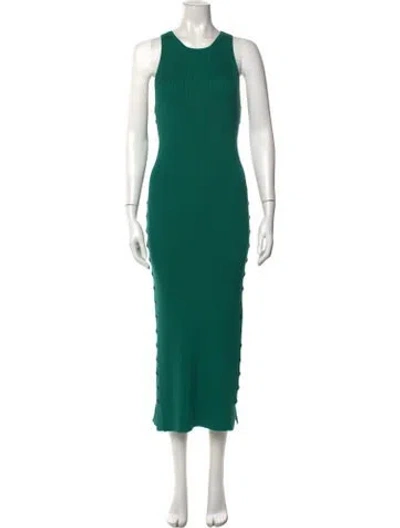 Pre-owned Petar Petrov Crew Neck Midi Length Dress In Green