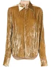 Petar Petrov Crusched Velvet Crinckle-finish Shirt In Braun