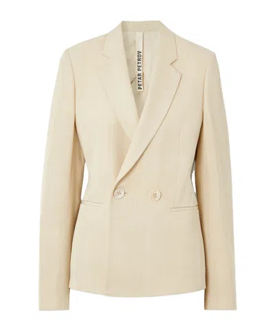 Petar Petrov Doublebreasted Woven Blazer In Neutral