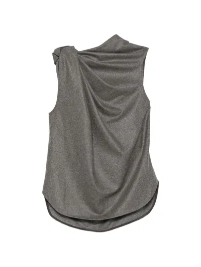 Petar Petrov Draped Wool Top In Gray
