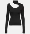 Petar Petrov Fitz Cutout Ribbed-silk Top In Black