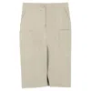Petar Petrov Front Slit Midi Skirt With Pockets In Beige Leather