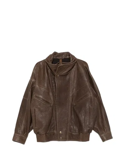 Petar Petrov Grained Leather Jacket In Brown