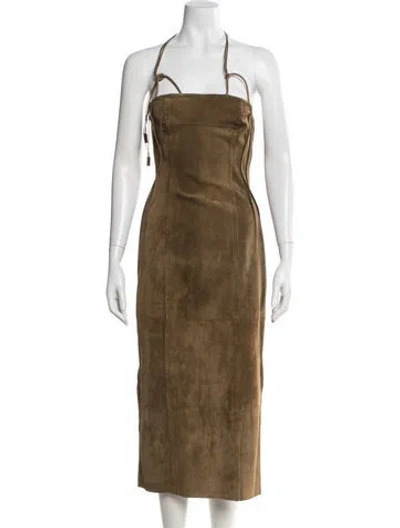Pre-owned Petar Petrov Halterneck Midi Length Dress In Brown