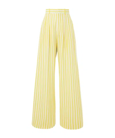 Petar Petrov Heat Wave Pleated Silk-crepon Wide-leg Pants In Yellow