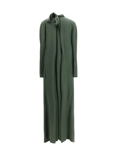 Petar Petrov Green Mandarin Collar Maxi Dress