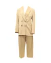Petar Petrov Jimi Double-breasted Jacket And Herve Pleated Tapered Pants In Nude Wool In Brown