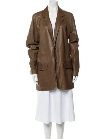 Pre-owned Petar Petrov Lamb Leather Blazer In Brown